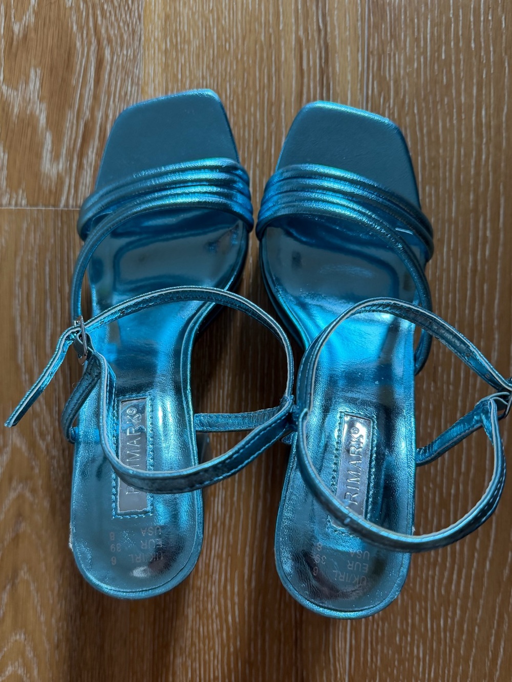 Primark Metallic Teal Strappy Platform Heels